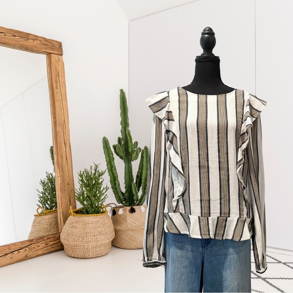 Isabella Sinclair Johanna Long Sleeve Striped Ruffle Top